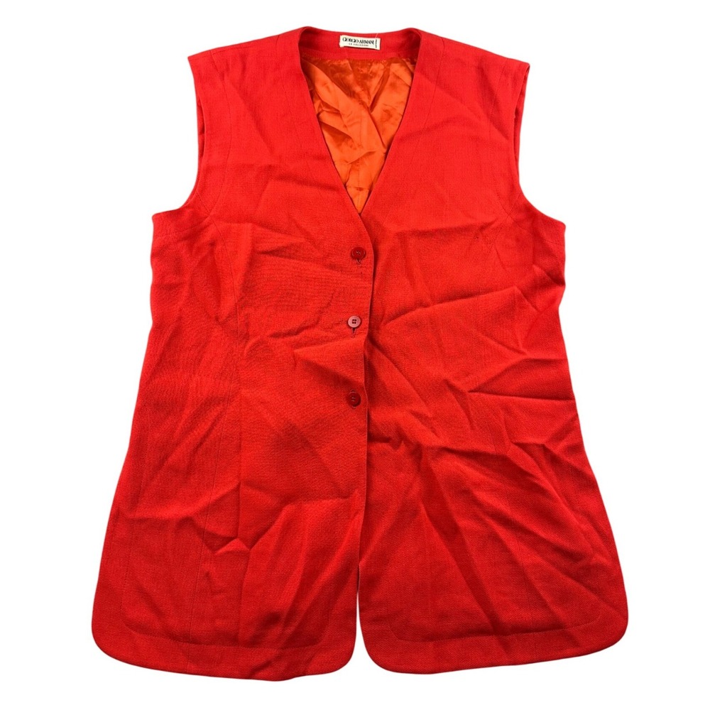 Vintage Giorgio Armani Le Collezioni Vest Women L Red Tailored Blazer Italy Made